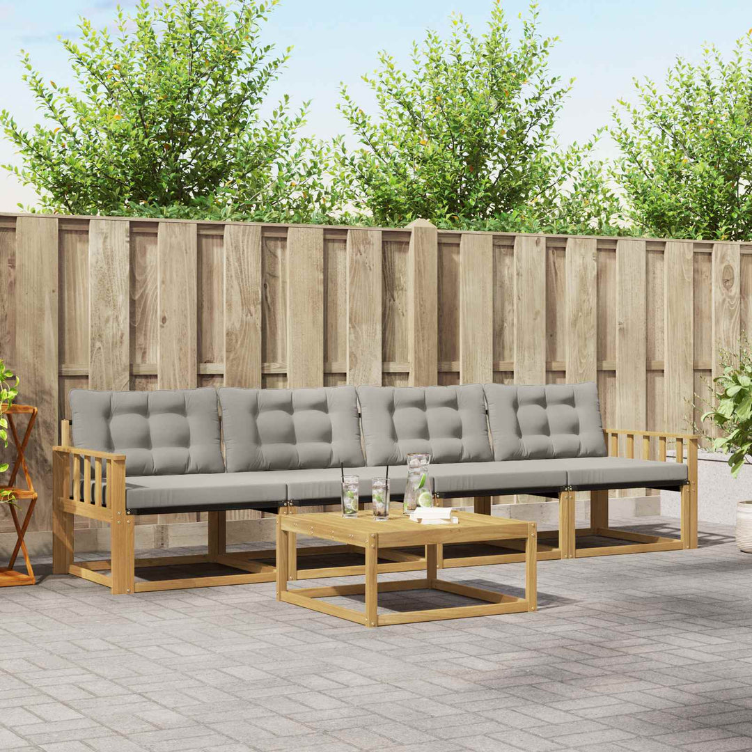 Udendørs sofagruppe 5 pcs Hvid og lysegrå 79 x 79 x 37 cm