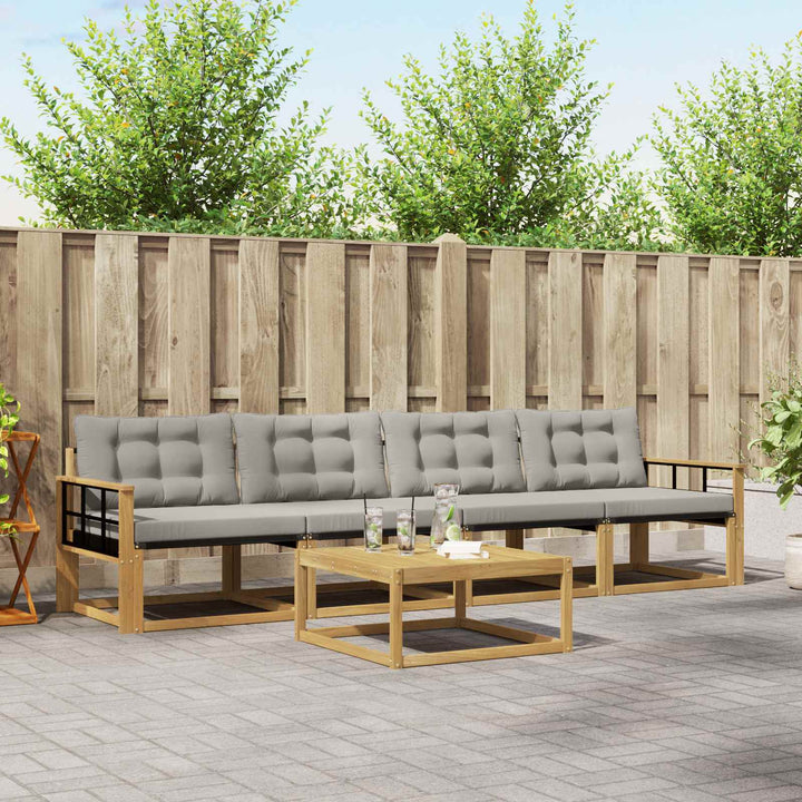 Udendørs sofagruppe 5 pcs Hvid og lysegrå 79 x 79 x 37 cm