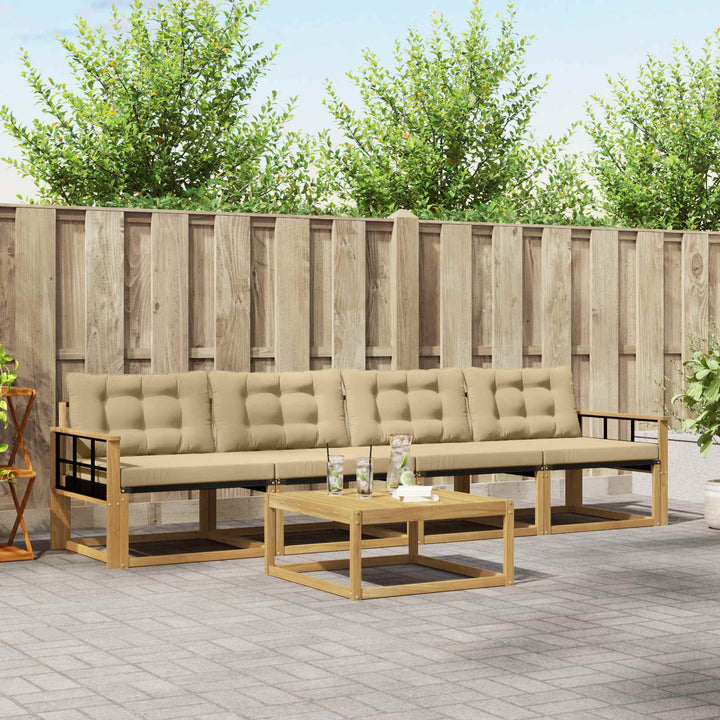 Udendørs sofagruppe 5 pcs Hvid og Beige 79 x 79 x 37 cm
