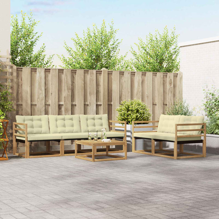 Udendørs sofagruppe 6 pcs Hvid og cremefarvet 79 x 79 x 37 cm