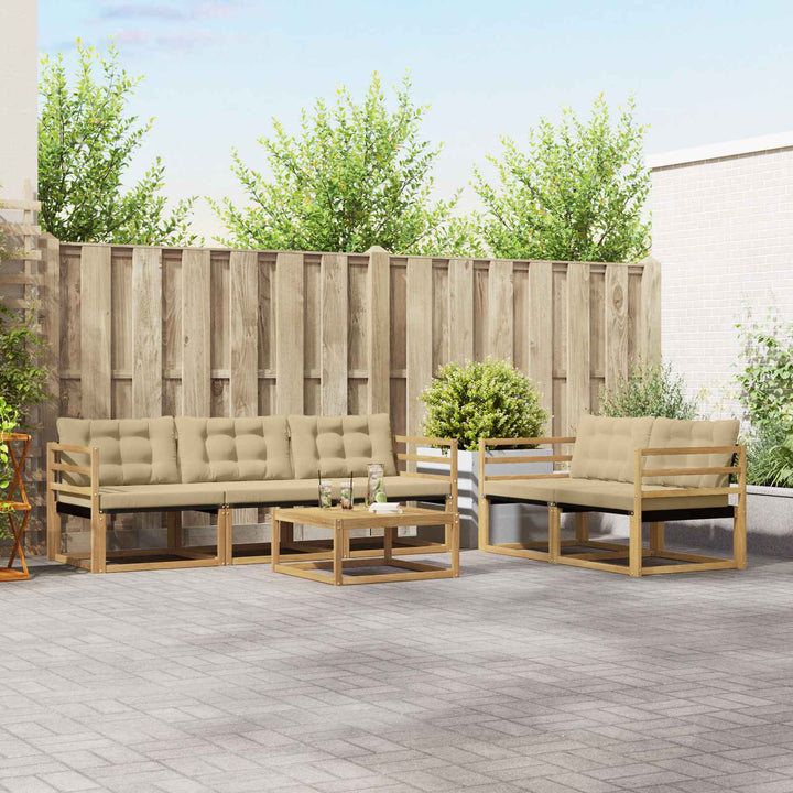 Udendørs sofagruppe 6 pcs Hvid og Beige 79 x 79 x 37 cm