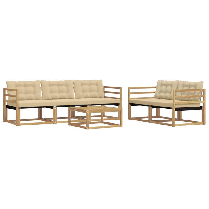 Udendørs sofagruppe 6 pcs Hvid og Beige 79 x 79 x 37 cm