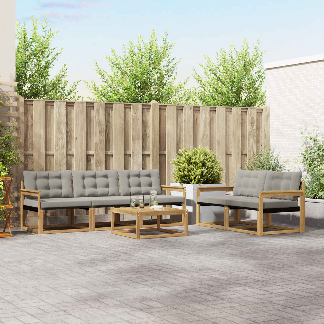 Udendørs sofagruppe 6 pcs Hvid og lysegrå 79 x 79 x 37 cm