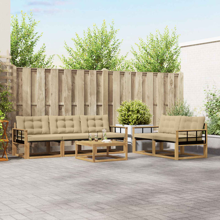 Udendørs sofagruppe 6 pcs Hvid og Beige 79 x 79 x 37 cm
