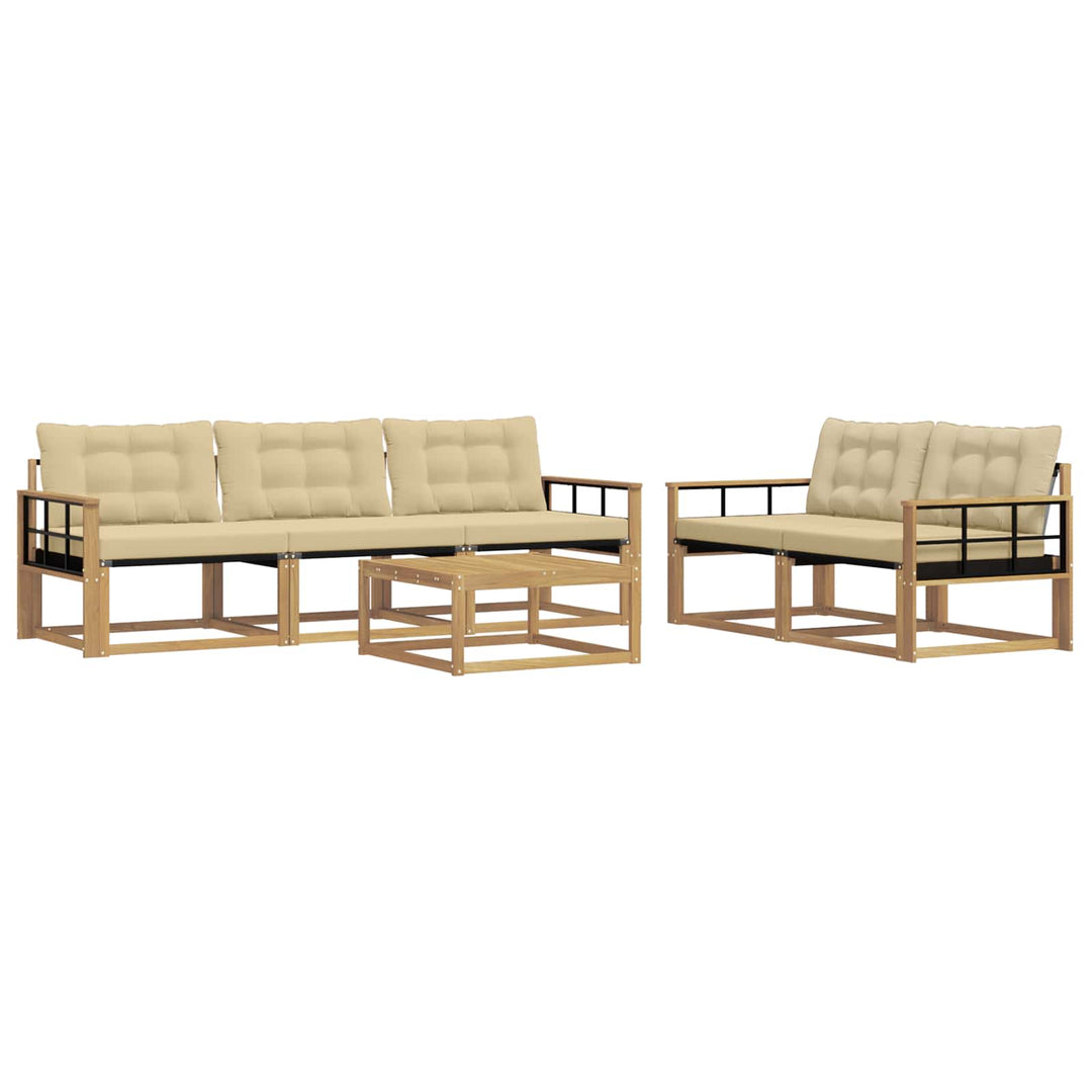 Udendørs sofagruppe 6 pcs Hvid og Beige 79 x 79 x 37 cm