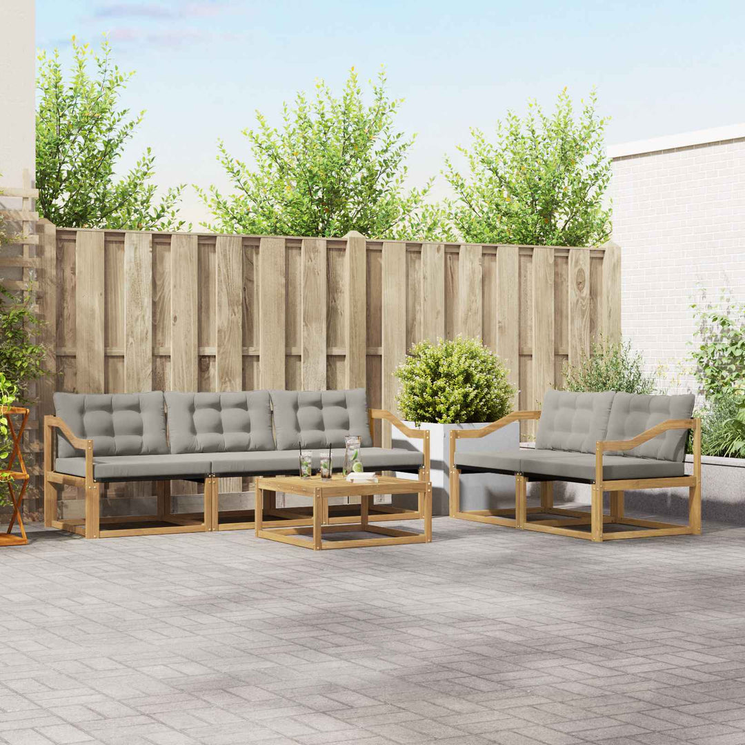 Udendørs sofagruppe 6 pcs Hvid og lysegrå 79 x 79 x 37 cm