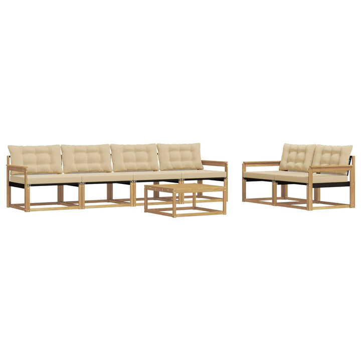 Udendørs sofagruppe 7 pcs Hvid og Beige 79 x 79 x 37 cm