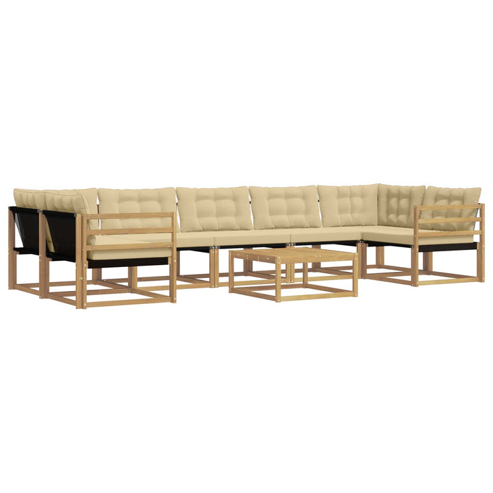Udendørs sofagruppe 8 pcs Hvid og Beige 79 x 79 x 37 cm