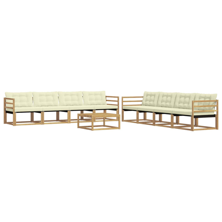 Udendørs sofagruppe 9 pcs Hvid og cremefarvet 79 x 79 x 37 cm