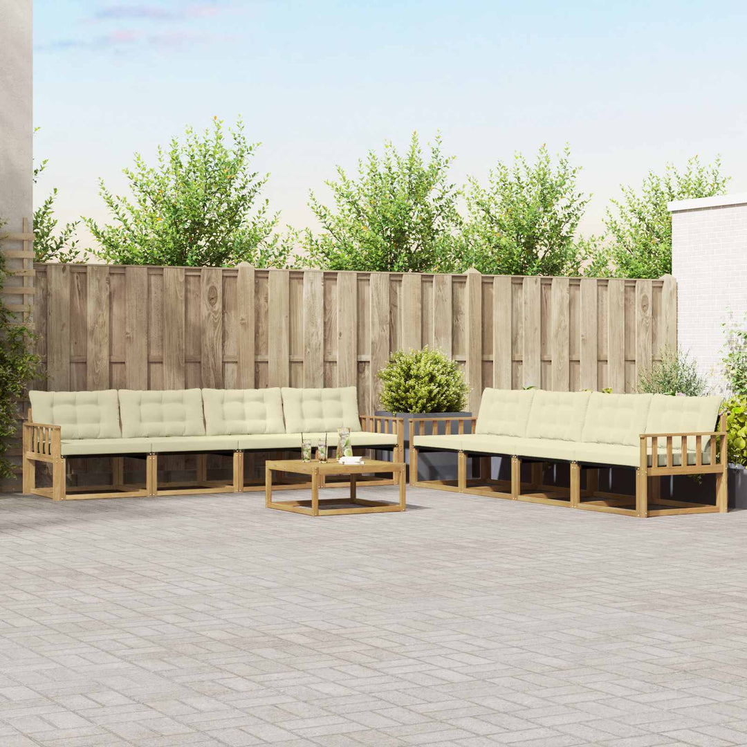 Udendørs sofagruppe 9 pcs Hvid og cremefarvet 79 x 79 x 37 cm