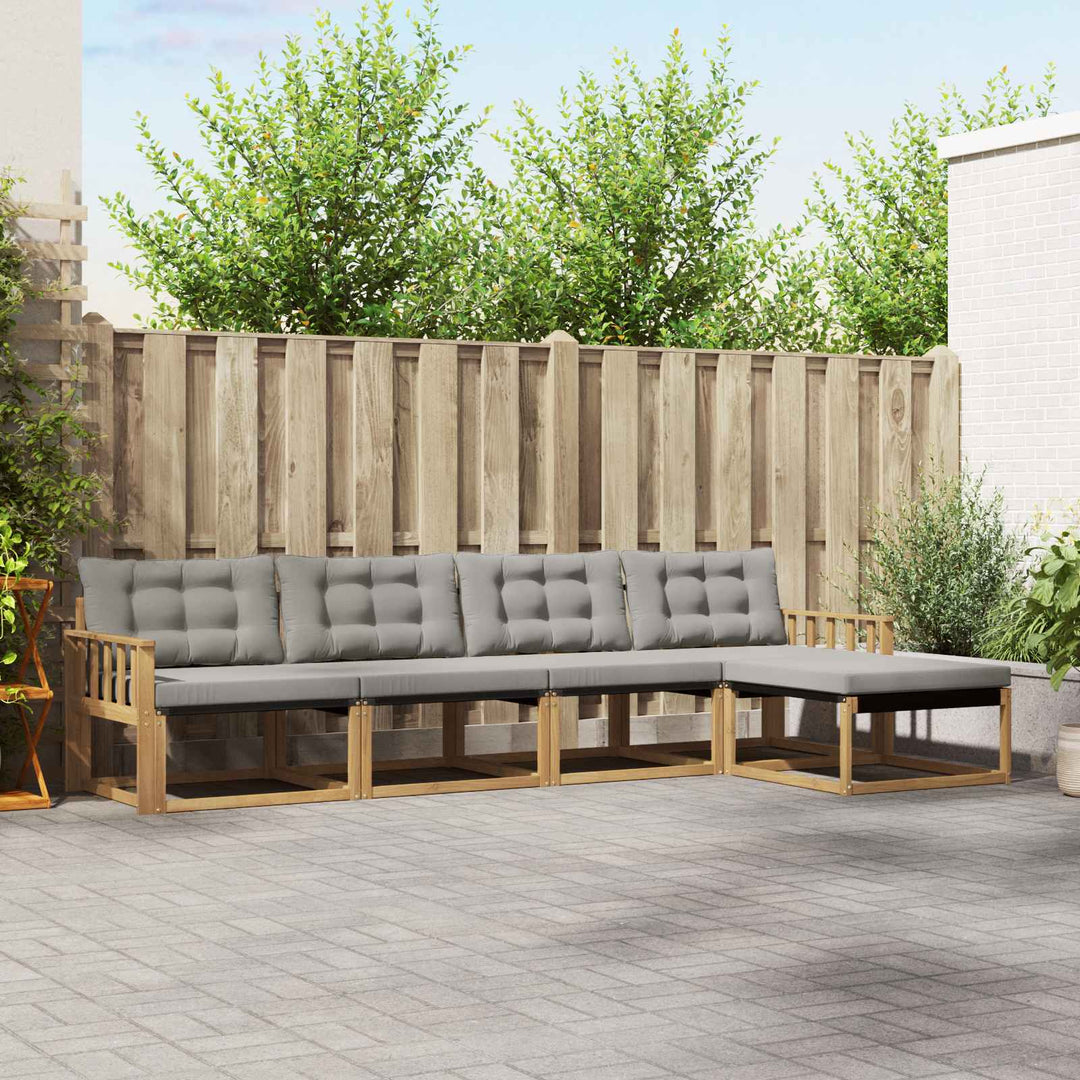 Udendørs sofagruppe med pude 5 pcs Hvid og lysegrå