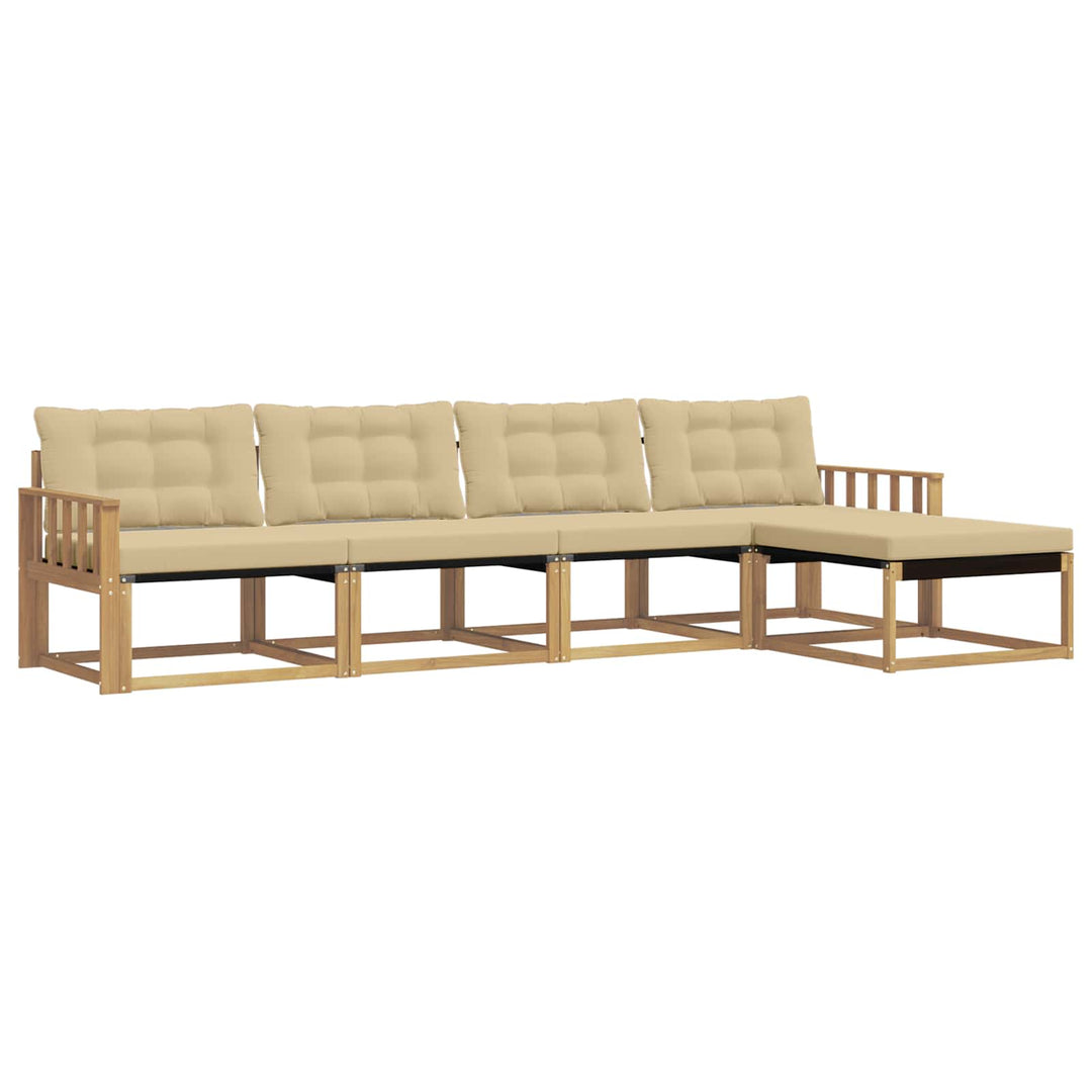 Udendørs sofagruppe med pude 5 pcs Hvid og Beige