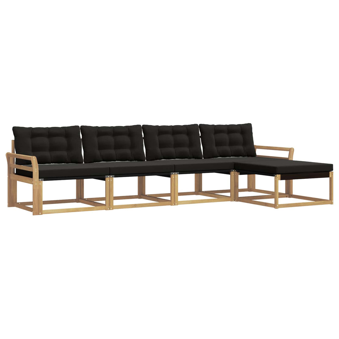 Udendørs sofagruppe med pude 5 pcs Hvid og sort