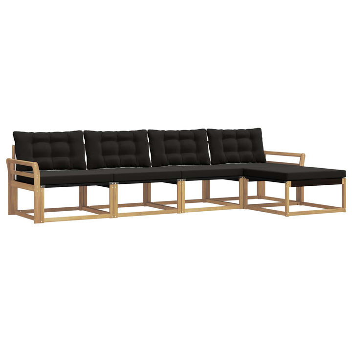 Udendørs sofagruppe med pude 5 pcs Hvid og sort