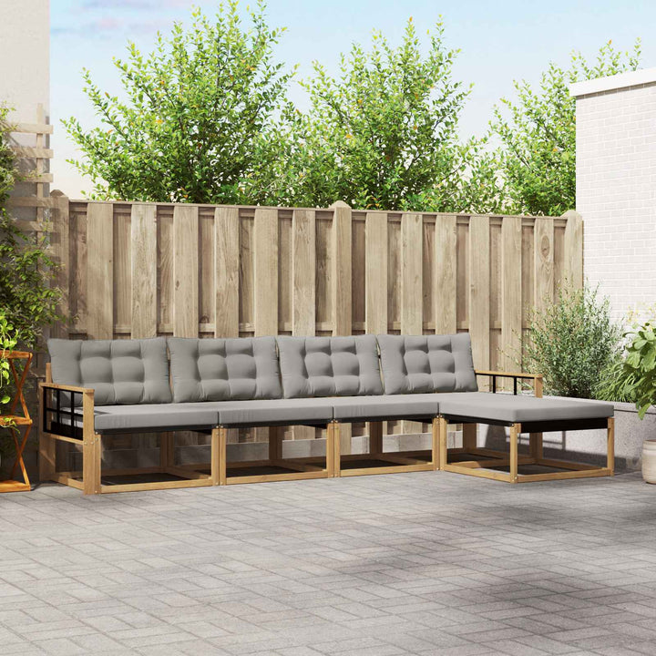 Udendørs sofagruppe med pude 5 pcs Hvid og lysegrå