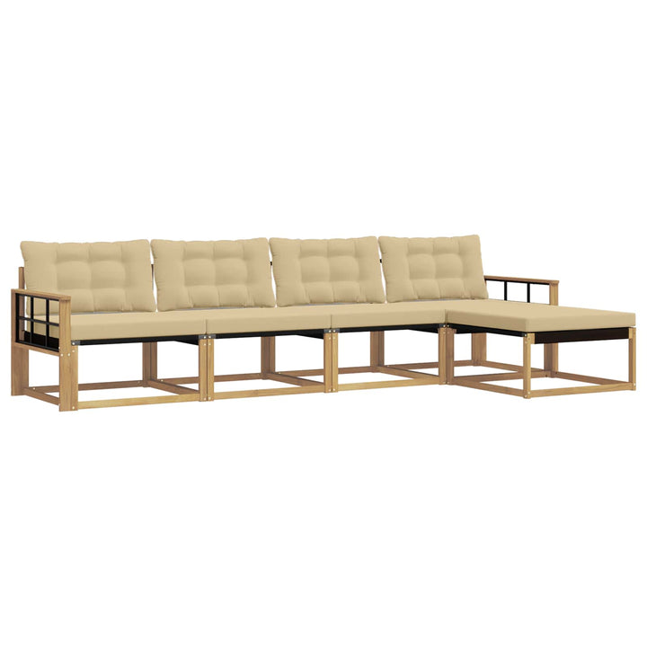 Udendørs sofagruppe med pude 5 pcs Hvid og Beige