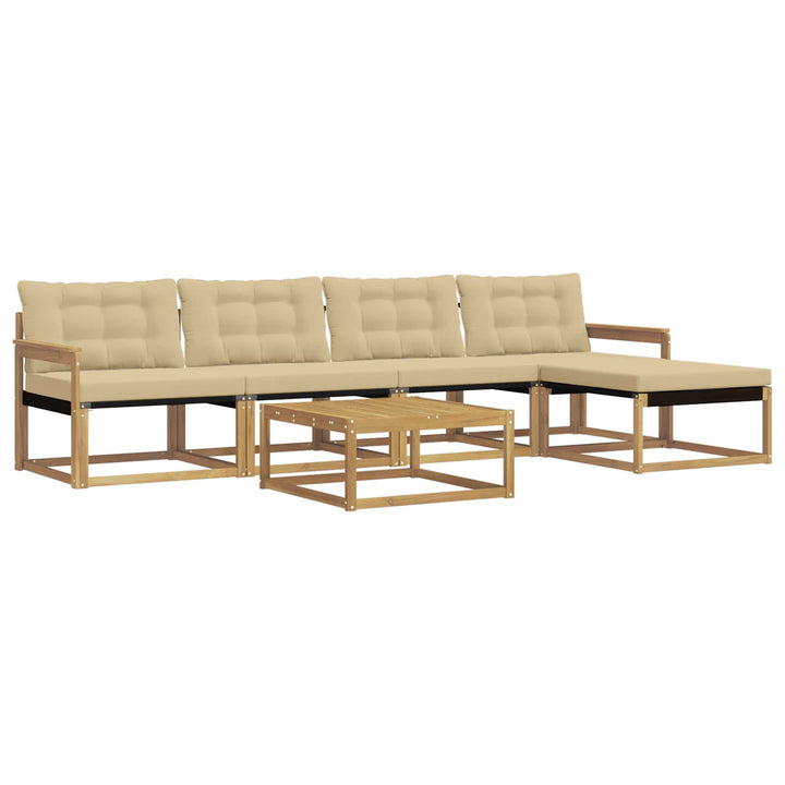 Udendørs sofagruppe 6 pcs Hvid og Beige