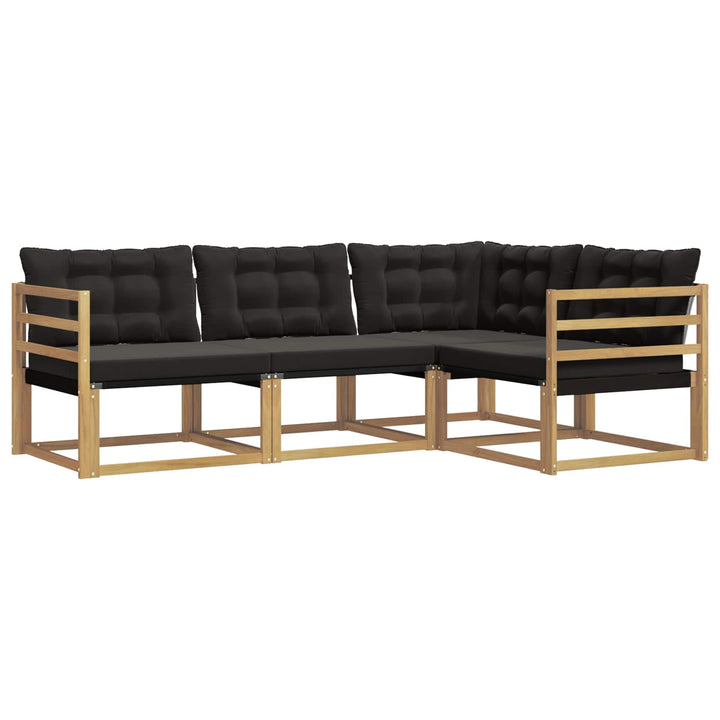 Udendørs sofagruppe med pude 4 pcs Hvid og sort