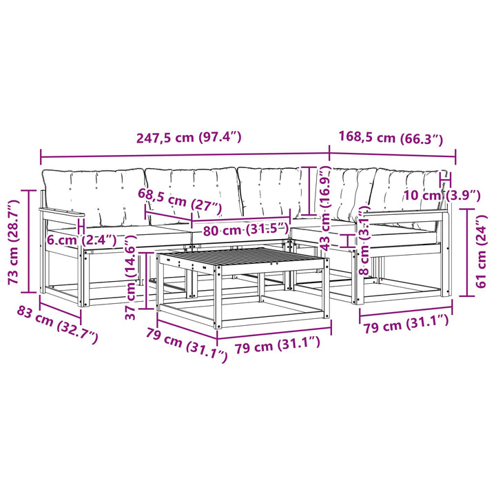 Udendørs sofagruppe 5 pcs Hvid og cremefarvet 79 x 79 x 37 cm