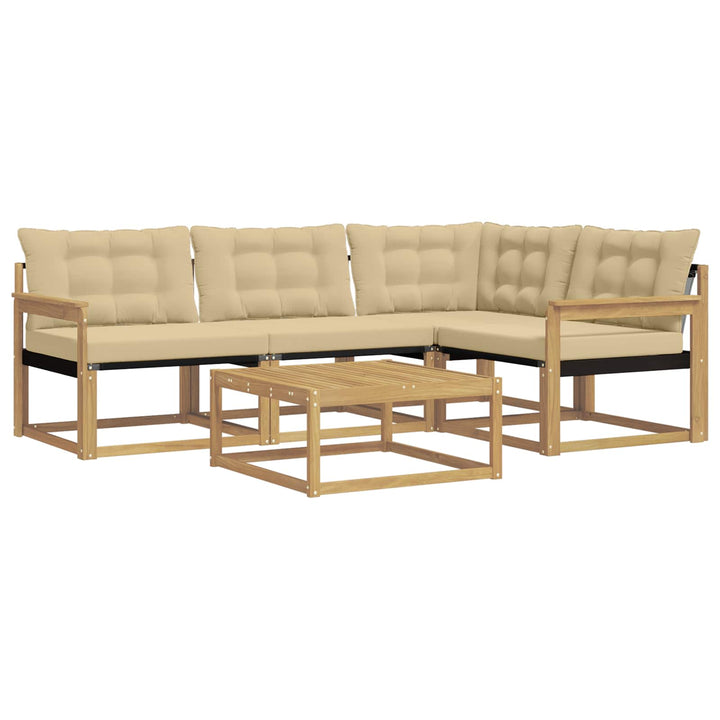 Udendørs sofagruppe 5 pcs Hvid og Beige 79 x 79 x 37 cm