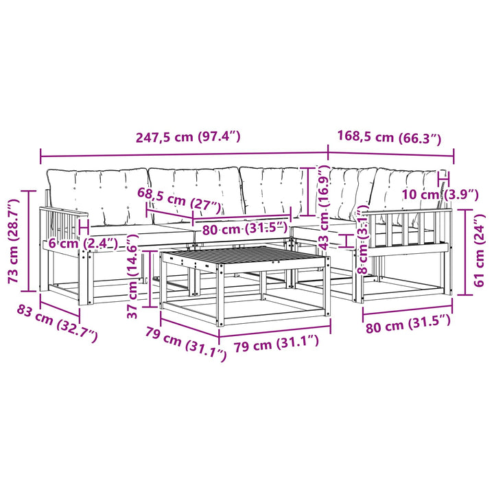 Udendørs sofagruppe 5 pcs Hvid og cremefarvet 79 x 79 x 37 cm