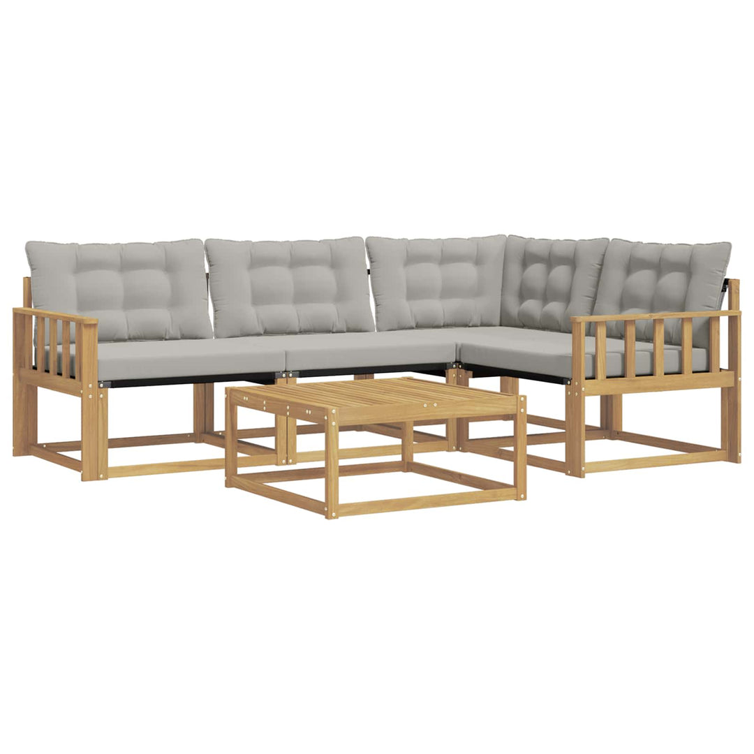 Udendørs sofagruppe 5 pcs Hvid og lysegrå 79 x 79 x 37 cm