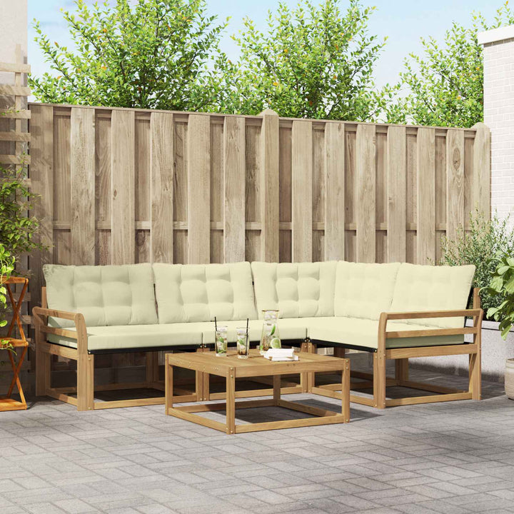 Udendørs sofagruppe 5 pcs Hvid og cremefarvet 79 x 79 x 37 cm