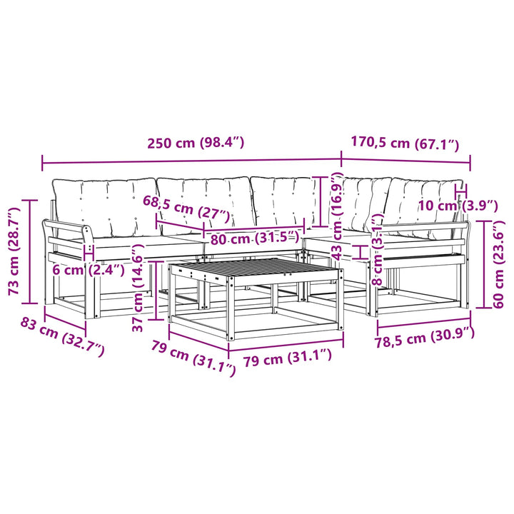Udendørs sofagruppe 5 pcs Hvid og cremefarvet 79 x 79 x 37 cm