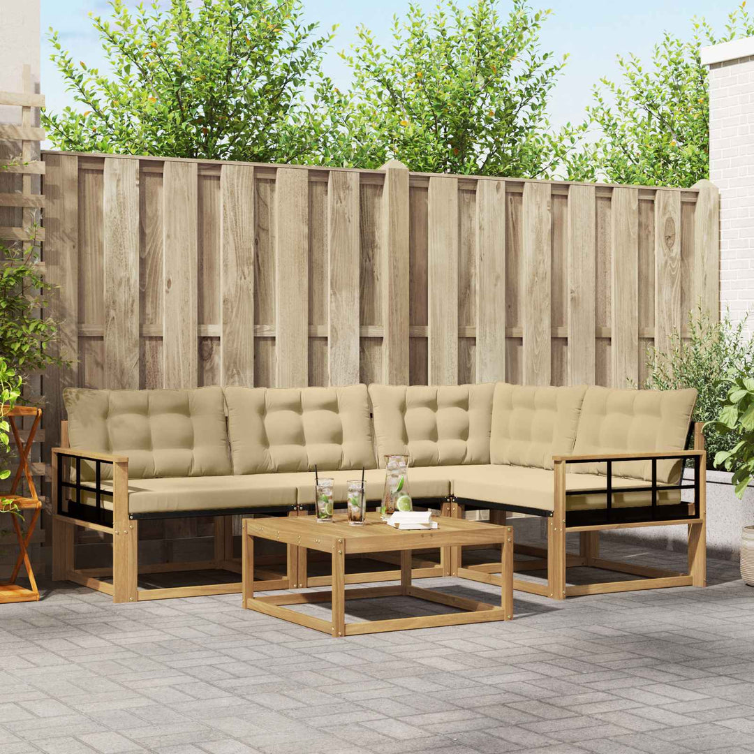 Udendørs sofagruppe 5 pcs Hvid og Beige 79 x 79 x 37 cm
