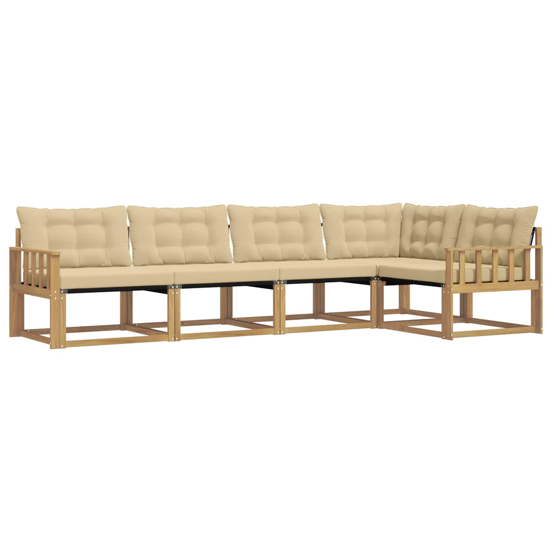 Udendørs sofagruppe med pude 5 pcs Hvid og Beige