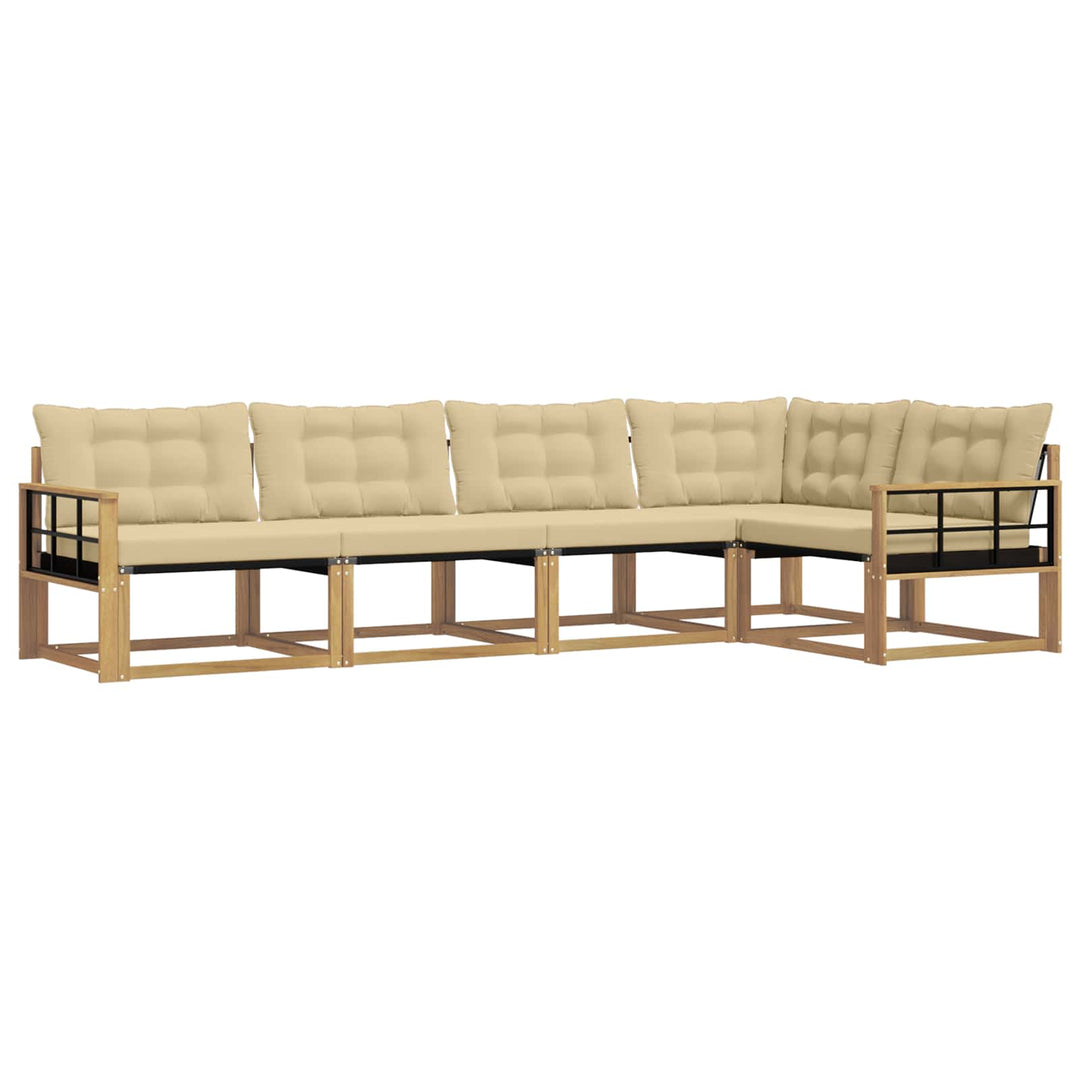 Udendørs sofagruppe med pude 5 pcs Hvid og Beige