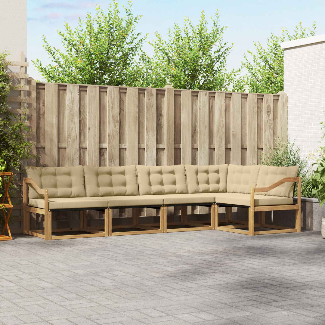 Udendørs sofagruppe med pude 5 pcs Hvid og Beige