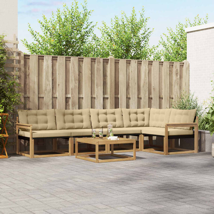 Udendørs sofagruppe 6 pcs Hvid og Beige 79 x 79 x 37 cm