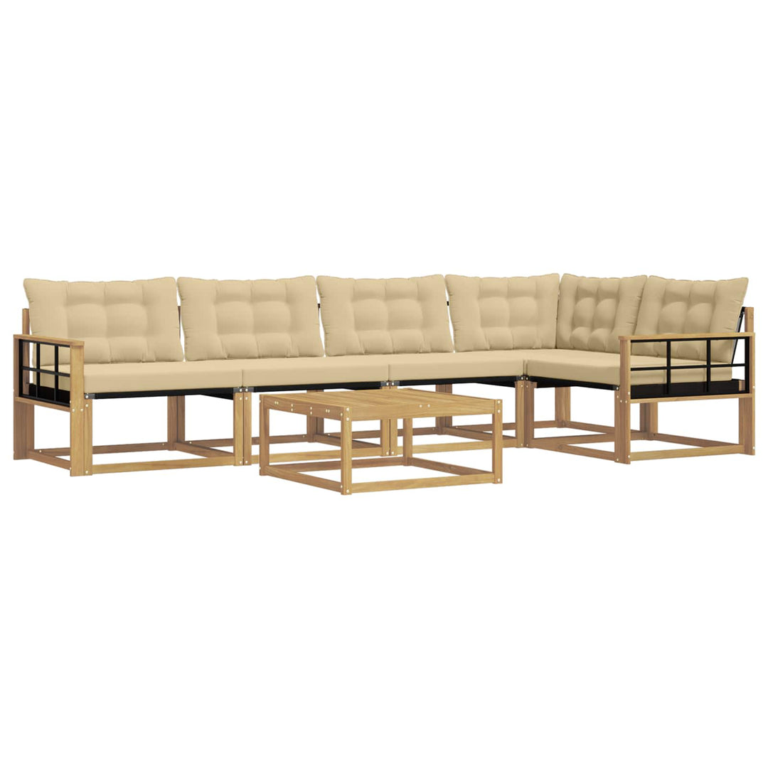 Udendørs sofagruppe 6 pcs Hvid og Beige 79 x 79 x 37 cm