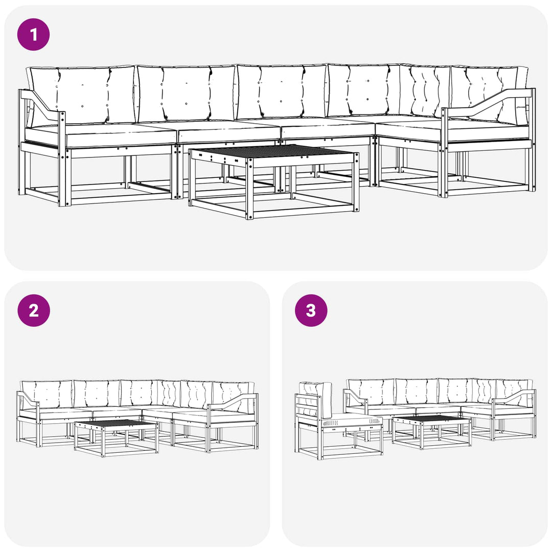 Udendørs sofagruppe 6 stk. Hvid og lysegrå