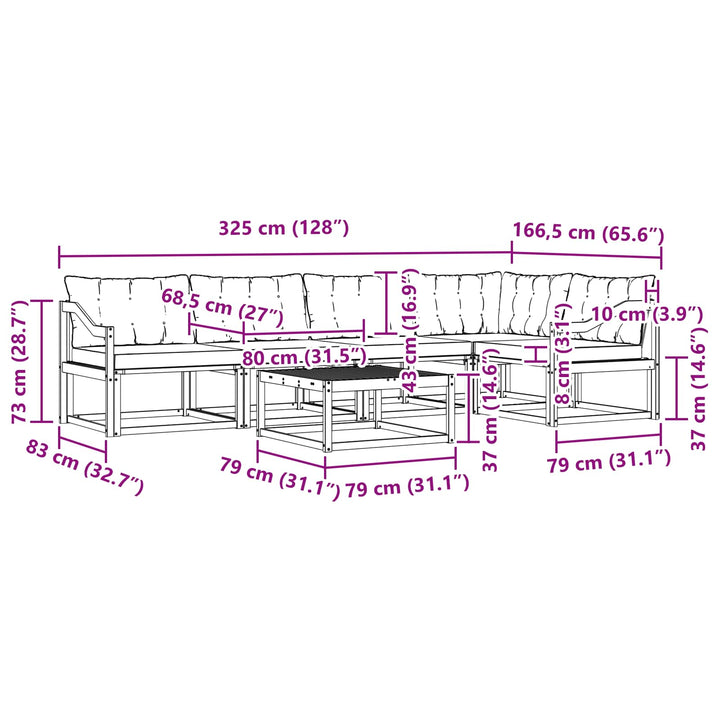 Udendørs sofagruppe 6 pcs Hvid og sort 79 x 79 x 37 cm