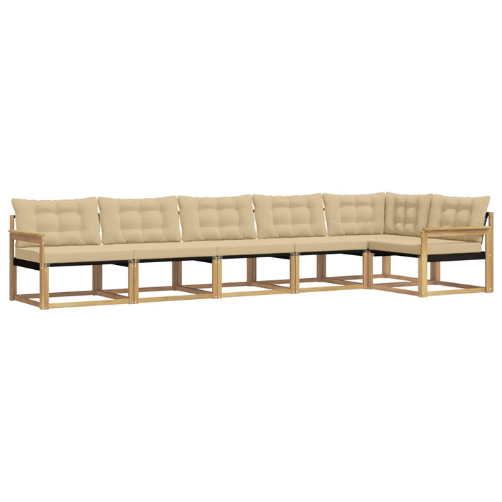 Udendørs sofagruppe med pude 6 pcs Hvid og Beige