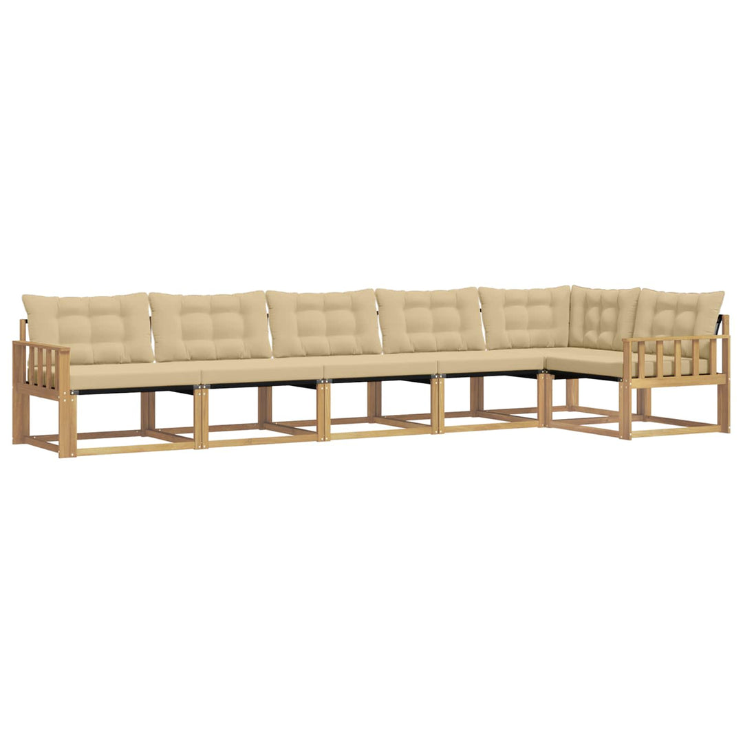 Udendørs sofagruppe med pude 6 pcs Hvid og Beige