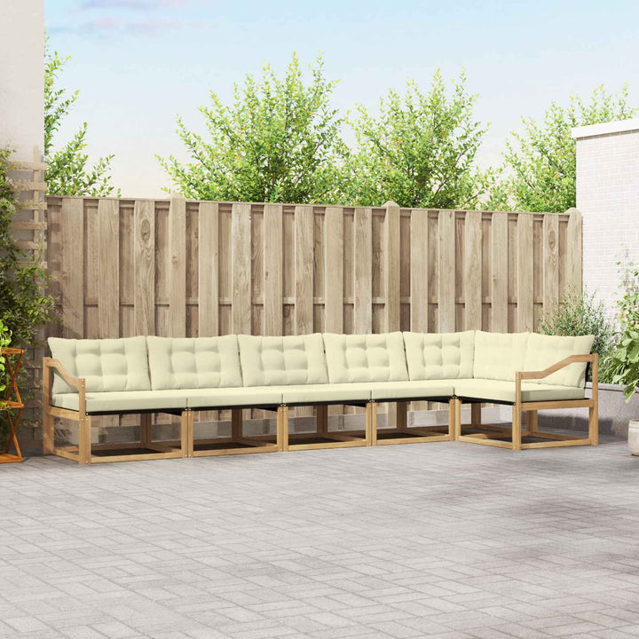 Udendørs sofagruppe med pude 6 pcs Hvid og cremefarvet