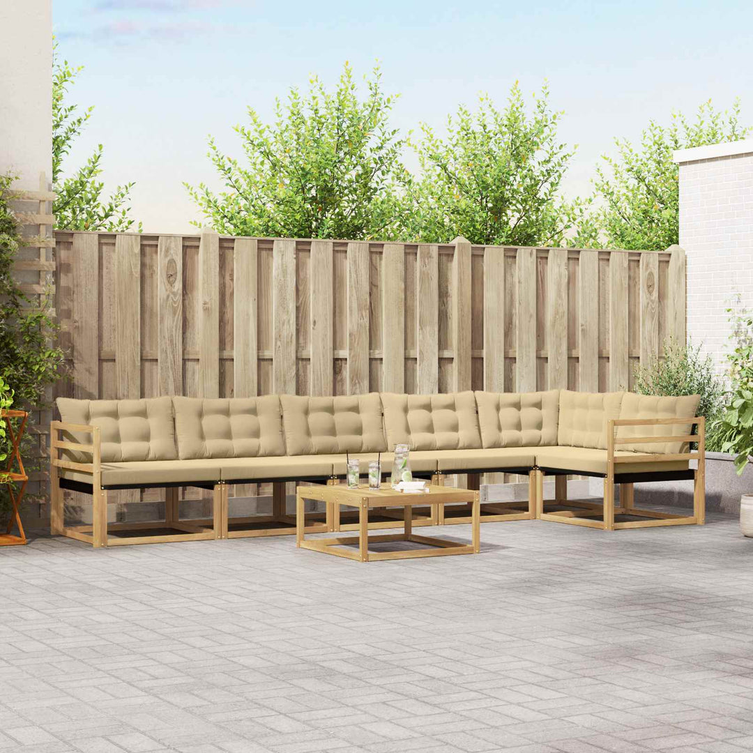 Udendørs sofagruppe 7 pcs Hvid og Beige 79 x 79 x 37 cm