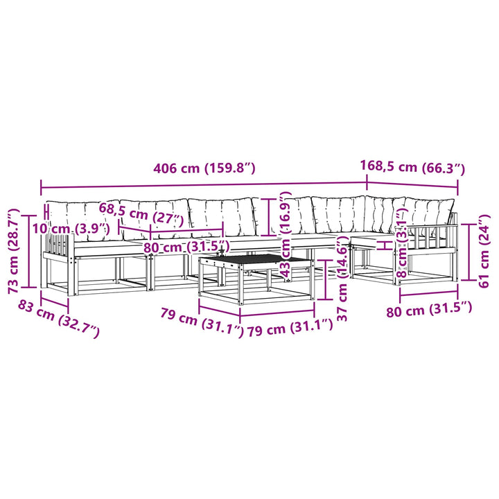 Udendørs sofagruppe 7 pcs Hvid og cremefarvet 79 x 79 x 37 cm