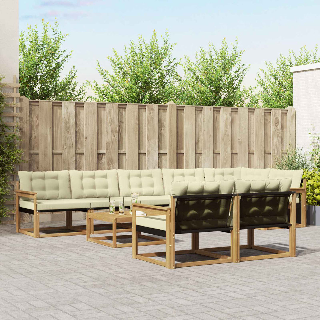 Udendørs sofagruppe 9 pcs Hvid og cremefarvet 79 x 79 x 37 cm