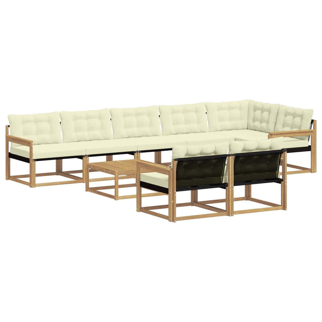 Udendørs sofagruppe 9 pcs Hvid og cremefarvet 79 x 79 x 37 cm