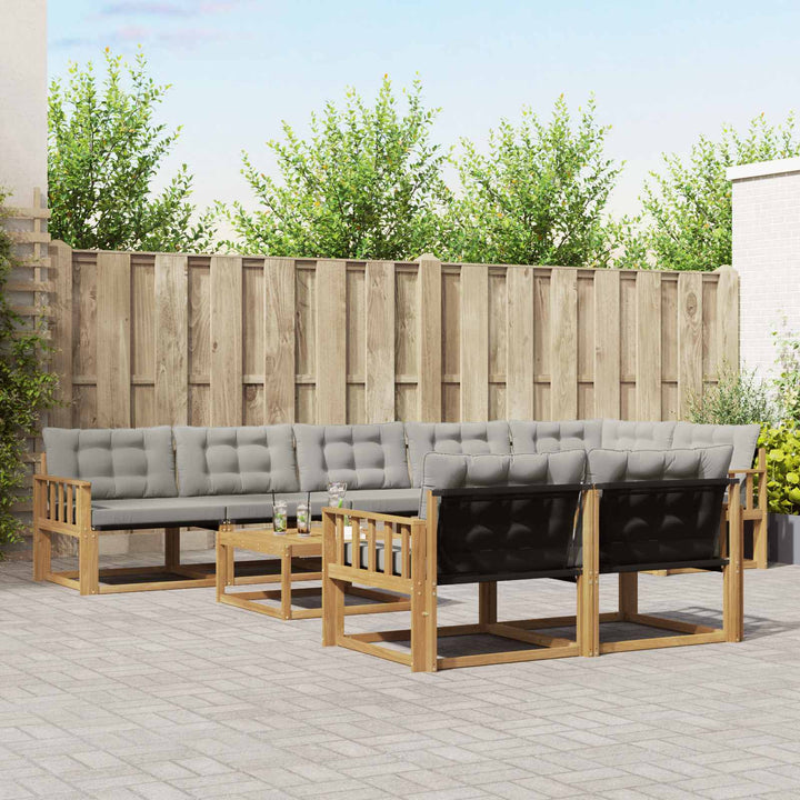 Udendørs sofagruppe 9 pcs Hvid og lysegrå 79 x 79 x 37 cm