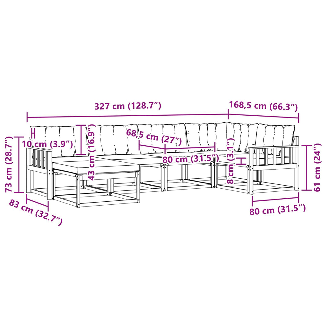 Udendørs sofagruppe med pude 6 pcs Hvid og Beige