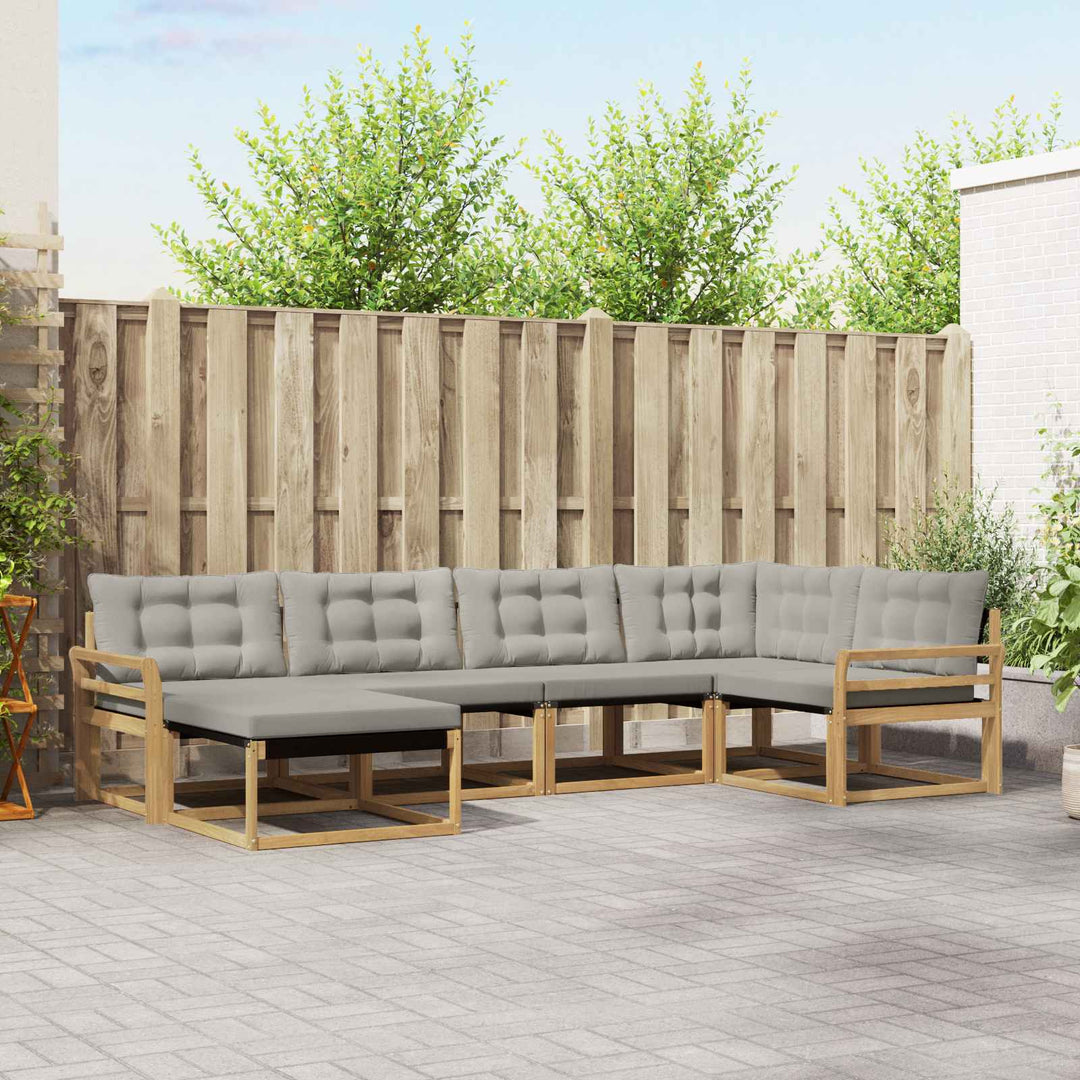 Udendørs sofagruppe 6 pcs Hvid og lysegrå 329 x 170,5 x 73 cm