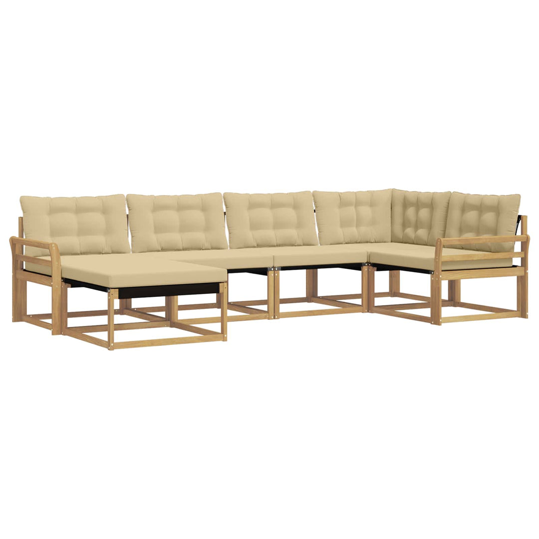 Udendørs sofagruppe med pude 6 pcs Hvid og Beige