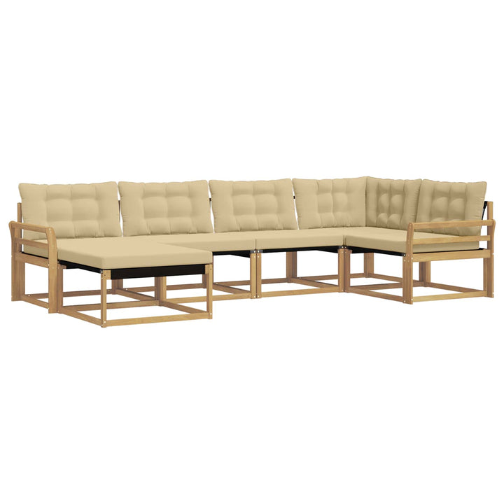 Udendørs sofagruppe med pude 6 pcs Hvid og Beige