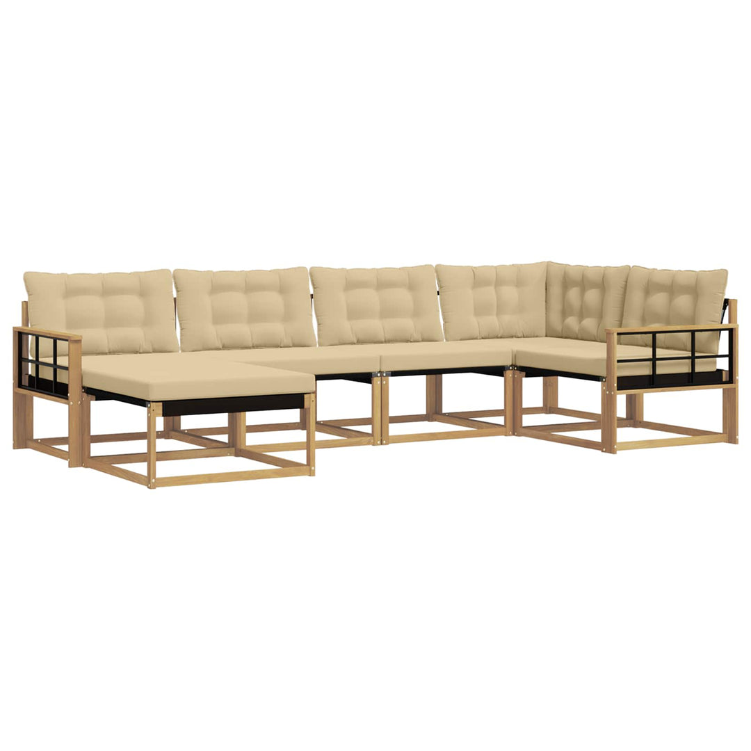 Udendørs sofagruppe med pude 6 pcs Hvid og Beige
