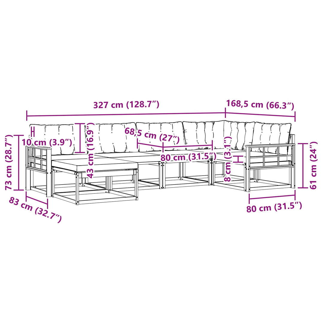 Udendørs sofagruppe med pude 6 pcs Hvid og Beige